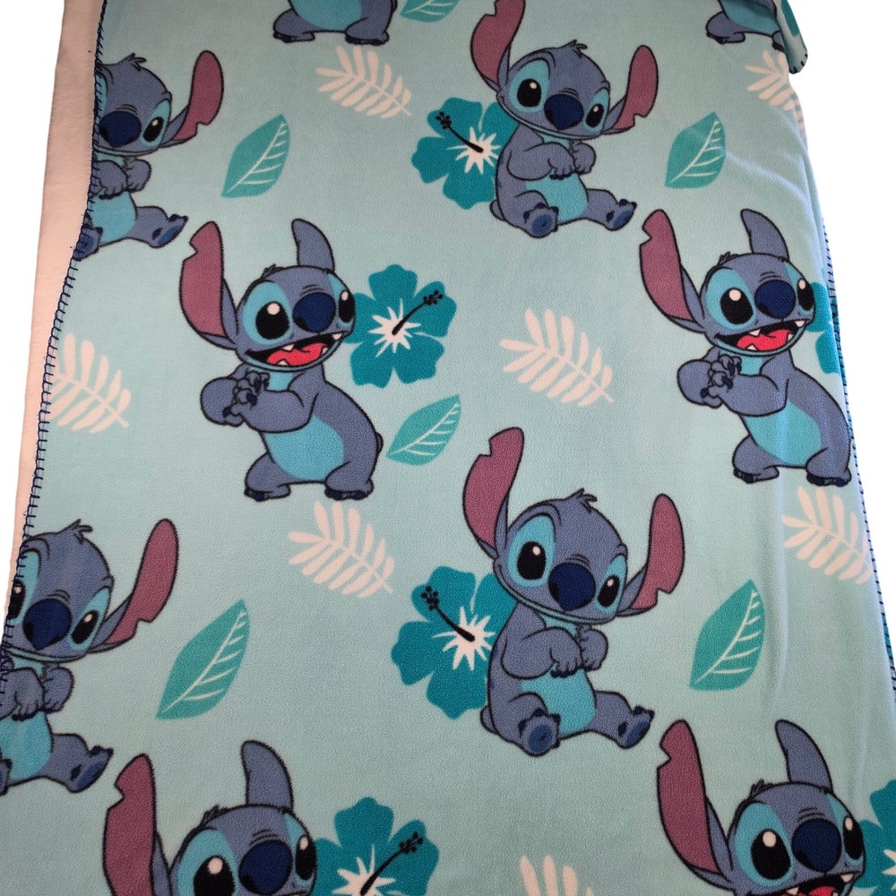 Disney‎ Lilo and Stitch Fleece Throw Blanket Blue Tropical Hibiscus Jay Franco